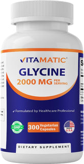 Vitamatic glicina: botella frontal, posible apoyo a funciones corporales