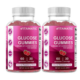Vitamatic Glucosa gomitas frambuesa natural, empaque visible para energía rápida y sabor agradable.