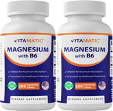 Vitamatic magnesio con B6, empaque de 180 tabletas vegetarianas para uso diario