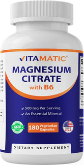 Vitamatic Magnesium Citrato 500 mg en cápsulas vegetarianas para energía muscular.