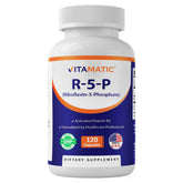 Vitamatic R-5-P, botella de cápsulas vegetarianas, apoyo al metabolismo de la energía.