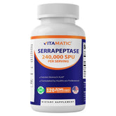 Vitamatic Serrapeptase: botella de cápsulas con liberación retardada para uso diario
