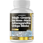 Vitamax Shilajit puro desde el Himalaya, cápsulas para energía diaria y vitalidad.