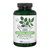 Vitanica Adrenal Assist: botella de cápsulas veganas para soporte diario.