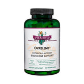 Vitanica OvaBlend: botella de cápsulas para apoyo ovárico diario.
