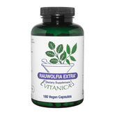 Vitanica Rauwolfia Extra, botella frontal, apoyo potencial a la circulación saludable.