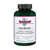 Vitanica VasoBlend: botella en primer plano para apoyo potencial del sistema cardiovascular.