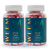 WEEM gominolas con empaque elegante para cuidado diario de cabello, piel y uñas