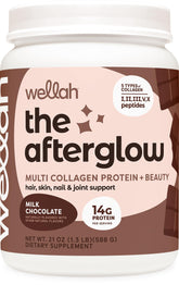Wellah Afterglow Multi Collagen Chocolate botella, apoyo diario a cabello y piel