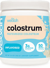 Wellah Colostrum sin sabor en frasco, ideal para la rutina diaria.