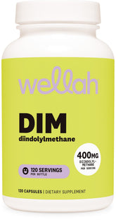 Wellah DIM Suplemento 400mg – frente de la botella, listo para iniciar tu día