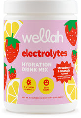Wellah electrolitos polvo sabor fresa-limón en bote para hidratarse