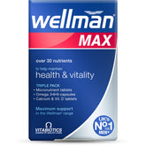 Wellman Max cápsulas paquete 84, soporte diario de micronutrientes para vitalidad.