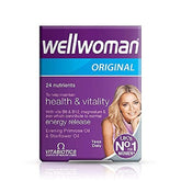 Vitabiotics Wellwoman, botella de 90 tabletas lista para uso diario.