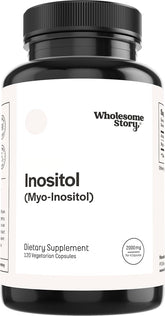 Wholesome Story Myo-Inositol cápsulas ofrecen 2000 mg por porción para equilibrio hormonal.