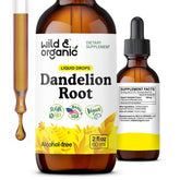 Wild & Organic Diente de León en bote: raíz visible para posible apoyo hepático.