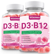 Wiszeen D3 B12 gomitas en bote para mayor energía y bienestar diario.