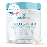 WonderCOW Colostro cápsulas para apoyo de la salud intestinal.