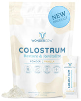 WONDERCOW colostrum polvo vainilla en bote para apoyo inmunitario y digestivo