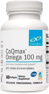 XYMOGEN CoQmax Omega botella-delante, apoyo al corazón y claridad de uso.