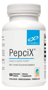 XYMOGEN PepciX frente al frasco: suplemento de zinc para salud intestinal.