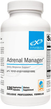 XYMOGEN Adrenal Manager, botella de cápsulas para apoyo al estrés diario