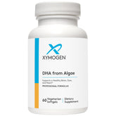 XYMOGEN DHA de algas: cápsulas blandas, fuente vegana de omega-3 para apoyo cerebral y visión.