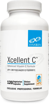 Xymogen Xcellent C en botella para apoyo inmunitario diario.