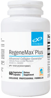 XYMOGEN RegeneMax Plus, botella de cápsulas, posible apoyo a piel y cabello sanos.