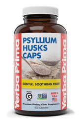 Yerba Prima psyllium en botella para la regularidad diaria.
