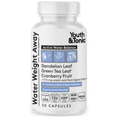 Youth & Tonic Weight Away frasco visible con píldoras para equilibrio de fluidos