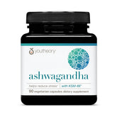 Youtheory Ashwagandha, botella con 90 capsulas vegetales, apoyo diario al bienestar