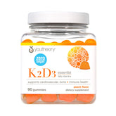 Gomitas Youtheory K2D3 sin azúcar en botella, apoyo para la salud ósea.