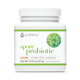 Youtheory Spore Probiotic Powder, botella, promueve salud digestiva estable