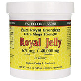 YS Eco Bee Farms jalea real en miel, frasco: energía diaria suave y fácil de incorporar.