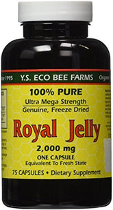 YS Eco Bee Farms Royal Jelly 2000 mg frascos: cápsulas fáciles de tragar para uso diario