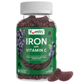 Gomitas YUM-V'S de hierro con vitamina C, envase frontal para compra rápida.