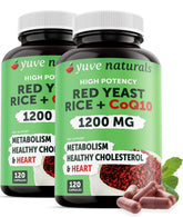 Yuve arroz de levadura roja 1200 mg con cápsulas, soporte diario para bienestar