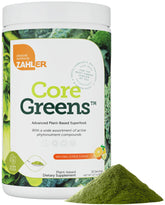Zahler Core Greens envase mostrando suplemento verde para energía diaria