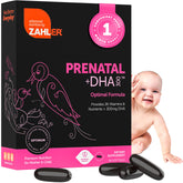 Zahler Prenatal con DHA y Folato: botella visible, nutrición para madre e hijo durante el embarazo