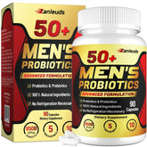 Zanleuds probióticos para hombres 50+, cápsulas en bote para digestión diaria.