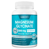 ZEBORA magnesio glicinato 500mg – botella de cápsulas para soporte muscular y energía sostenida.