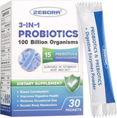 Probióticos ZEBORA envase 3 en 1 para uso diario equilibrado.