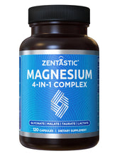 Zentastic Magnesium Complex botella de cápsulas para apoyo diario de nervios y músculos.