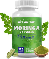 Zhibenon Moringa 700 mg, botella frontal, apoyo antioxidante diario.