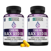 ZHOU cápsulas de aceite de semilla negra en frasco para apoyo general de la salud.
