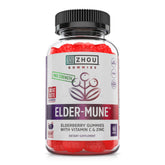 Zhou Elder-Mune Gomitas, botella frontal, soporte diario para defensas con sauco negro, vitamina C y zinc.