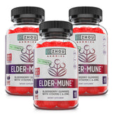 Gomitas ZHOU Elder-Mune con sauco negro, sabor natural, apoyo diario al sistema inmunitario.