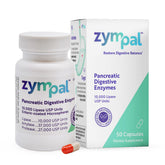 ZYMPAL: botella de cápsulas digestivas para apoyar la digestión tras comidas.