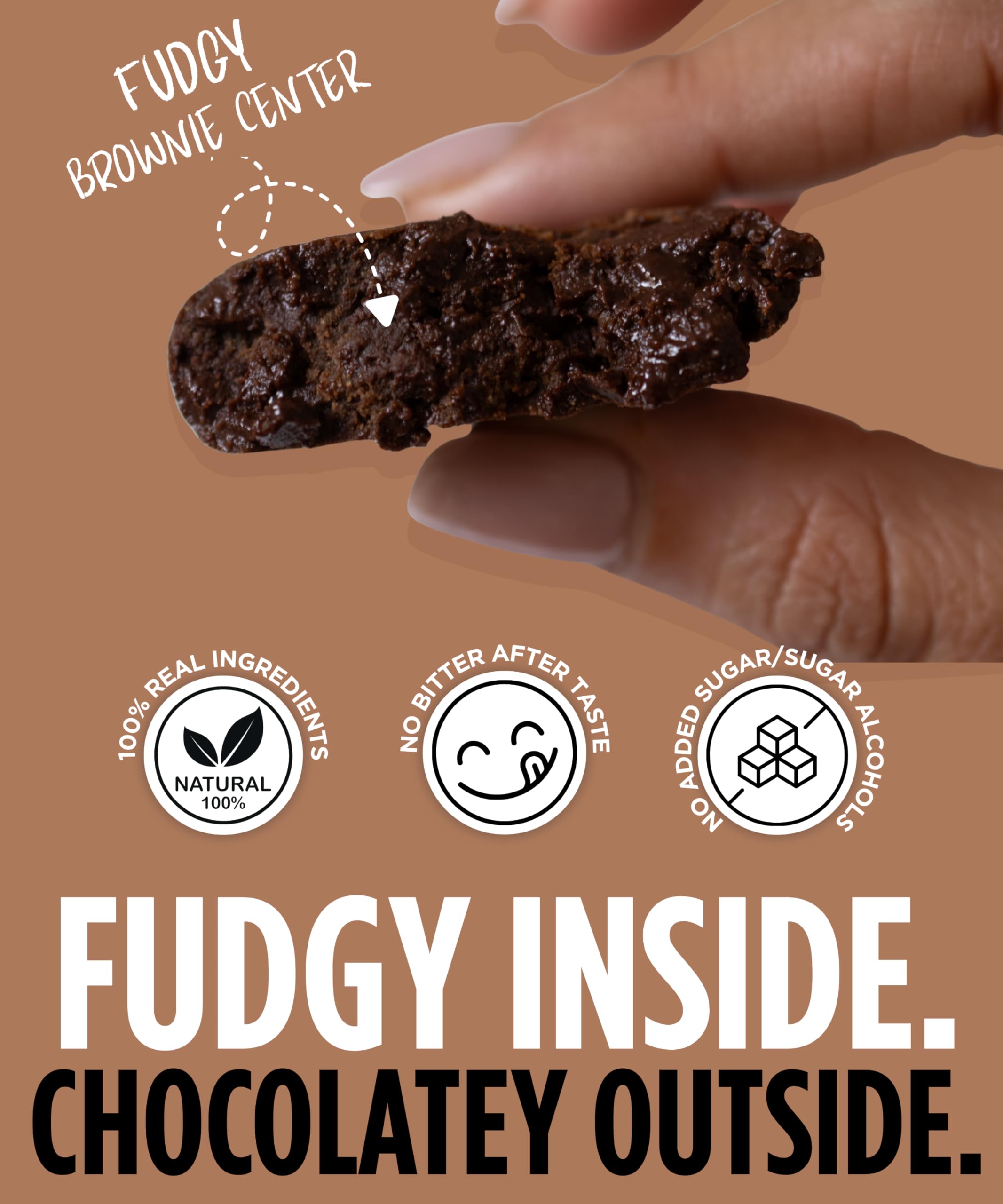 100Cal barra chocolate brownie, lista para servir como snack rápido y equilibrado.